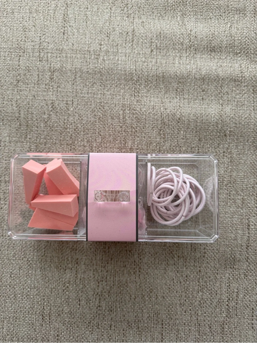 Pink Hair Accessory Set - Elastic Bands, Cotton Swabs and Foam wedges